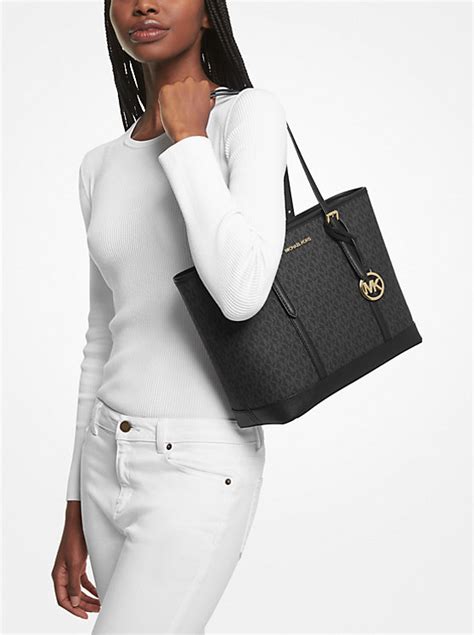 michael michael kors jet set travel small logo tote material|Michael Kors jet set silver.